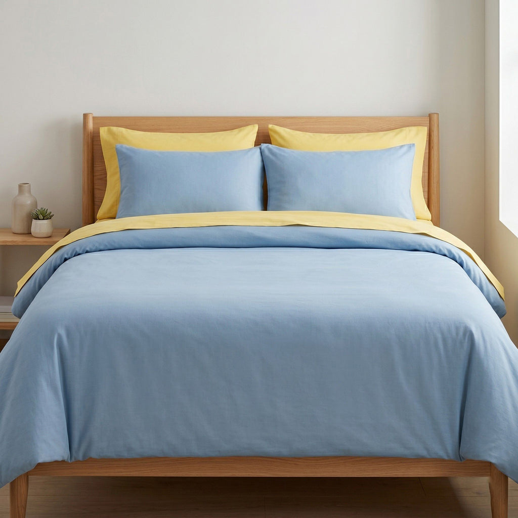 4-Piece Cotton Washed Bedding Set with Duvet Cover Flat Sheet and Pillowcases