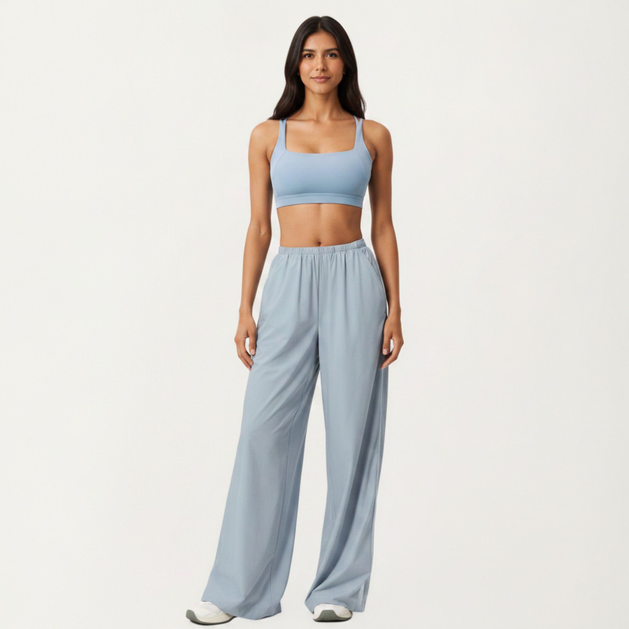 Anna-Kaci Active Women's Wide Leg Lounge Pants with Elastic Waistband and Relaxed Draped Fit