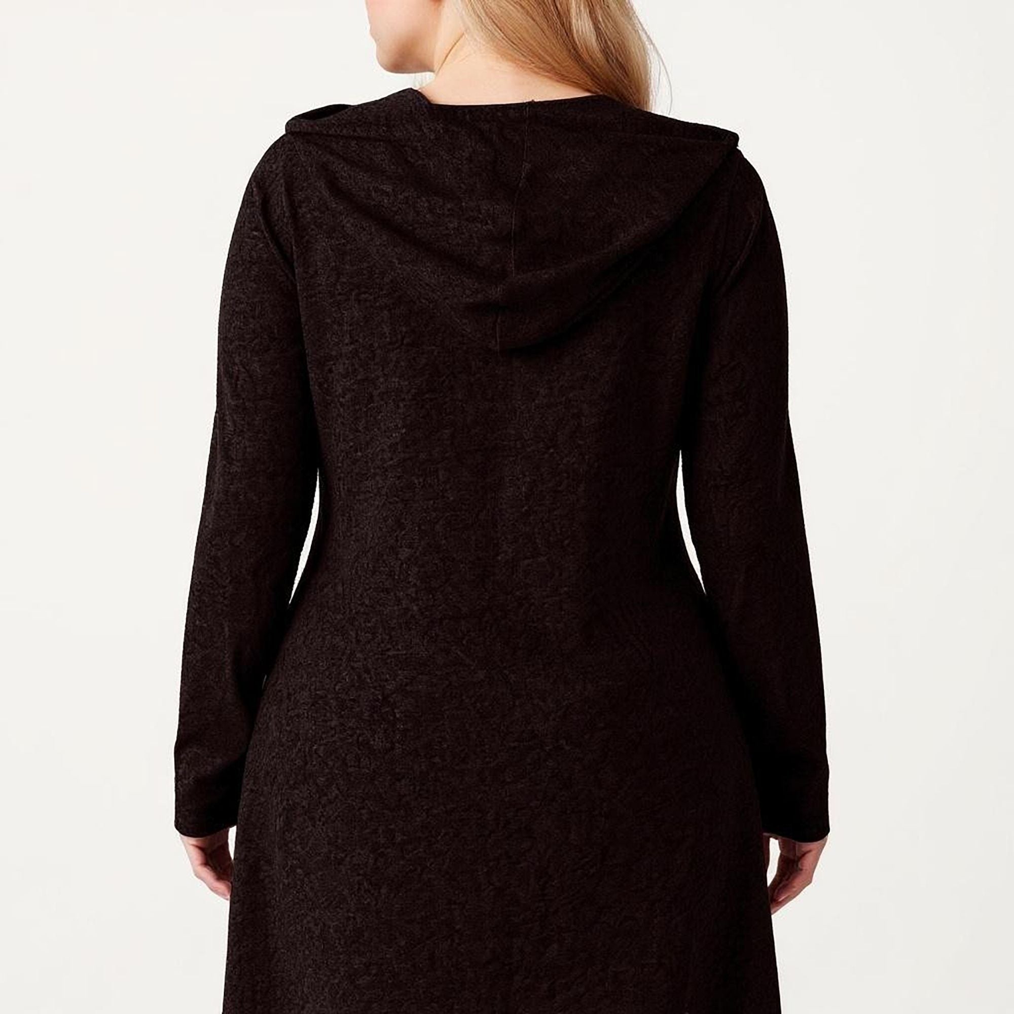 Anna-Kaci Women's Plus Size Long Sleeve Hooded Maxi Dress with Relaxed Fit Silhouette and Soft Flowy Hem