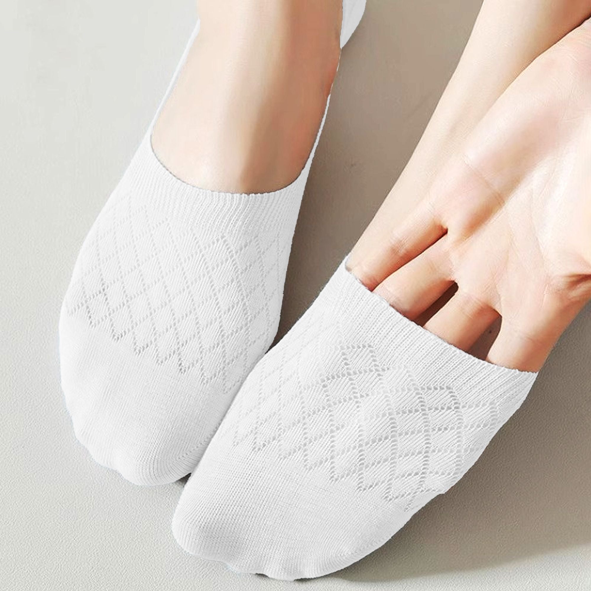 Anna-Kaci Women's Solid No Show Socks Non Slip Cotton 6Pk