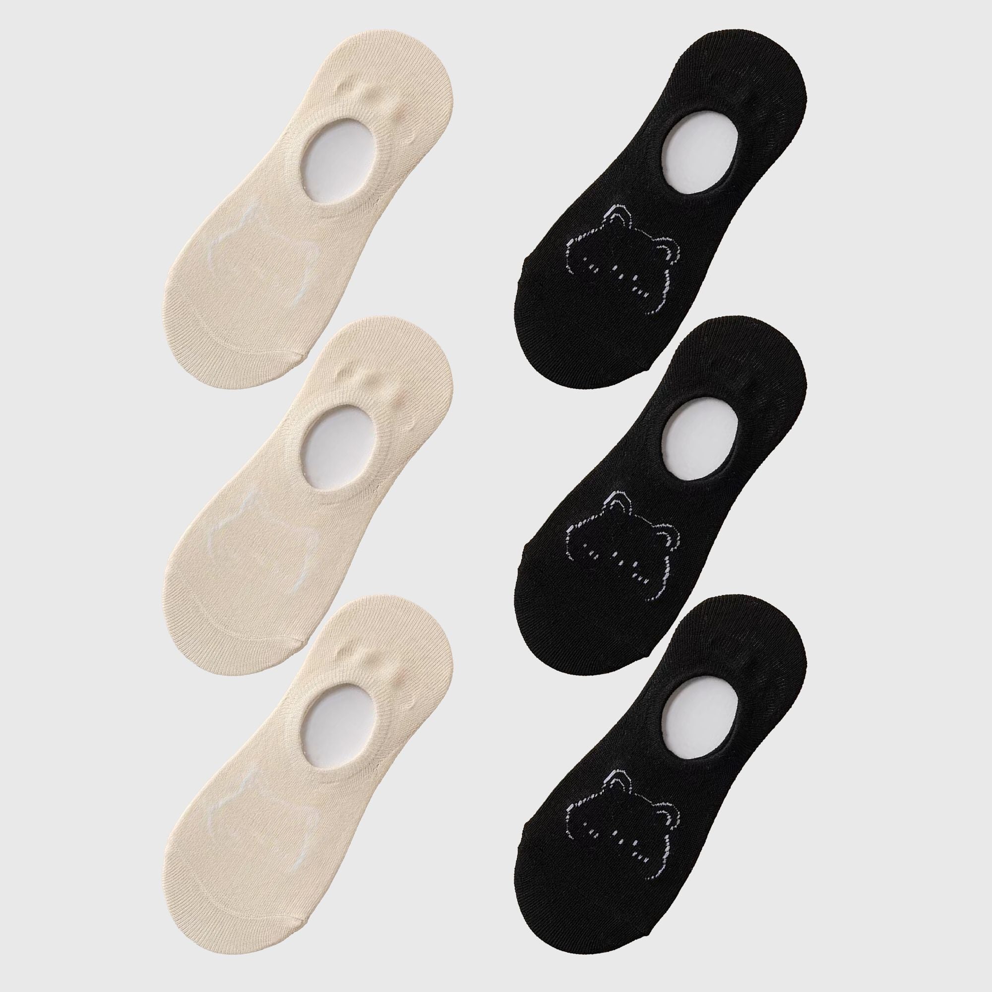 Anna-Kaci Women's Non-slip No Show Socks 6pk Invisible Liner Adorable Bear