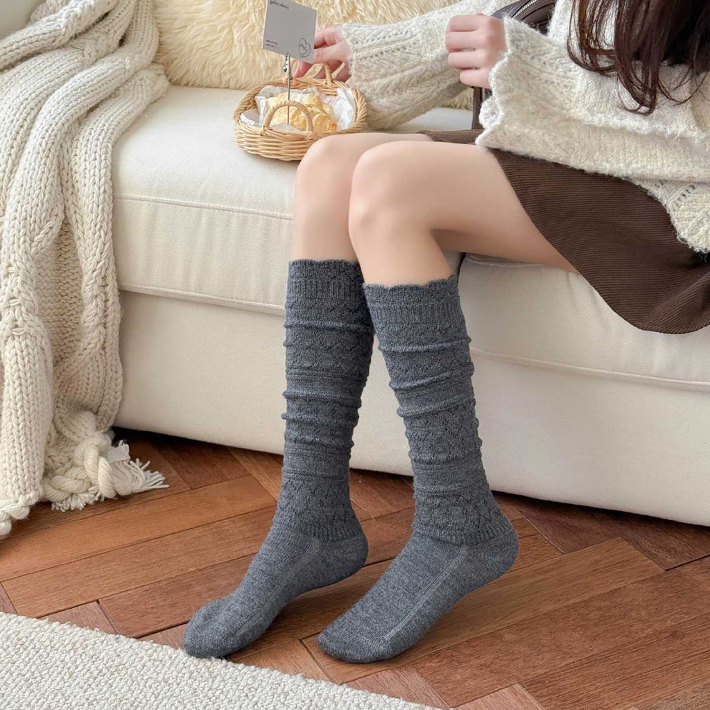 Anna-Kaci Women's 6pk Cable Knit Knee-High Socks - Warm Textured Socks for Casual Winter & Cozy Daily Wear