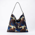 Oversized Printed Hobo Shoulder Bag with Adjustable Strap