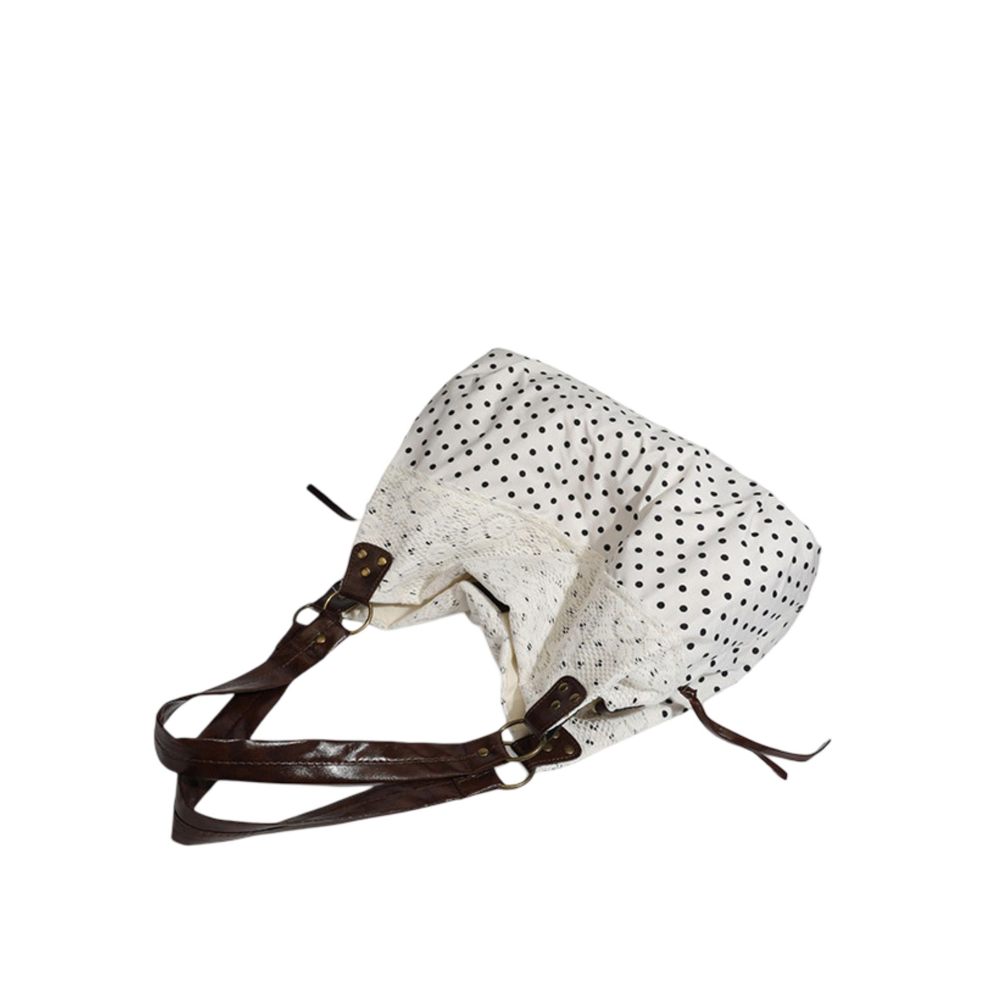 Polka Dot Lace Accent Shoulder Bag for Women