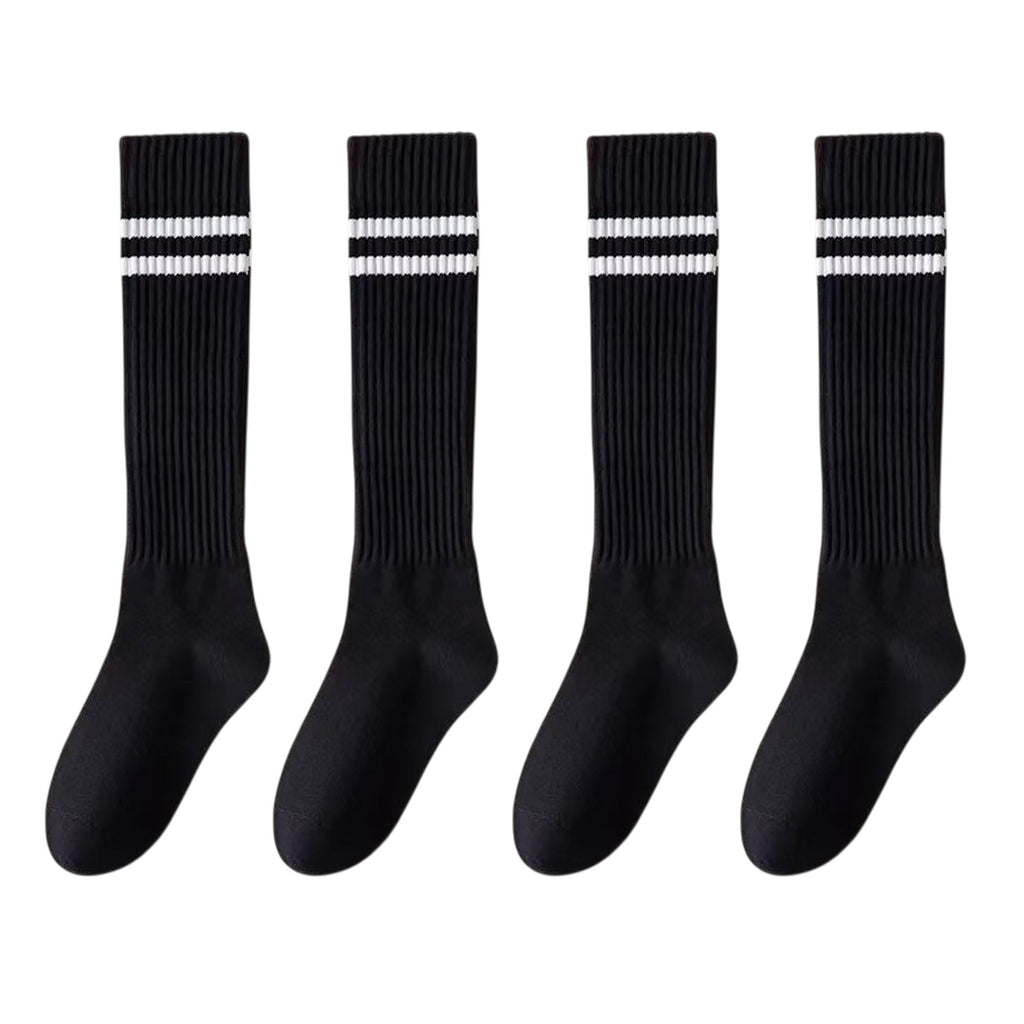 Anna-Kaci Women's 4-Pair Set Ribbed Knee-High Socks with Striped Detail Slim Fit Stretch Design for Casual Outfits