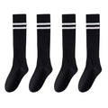 Anna-Kaci Women's 4-Pair Set Ribbed Knee-High Socks with Striped Detail Slim Fit Stretch Design for Casual Outfits