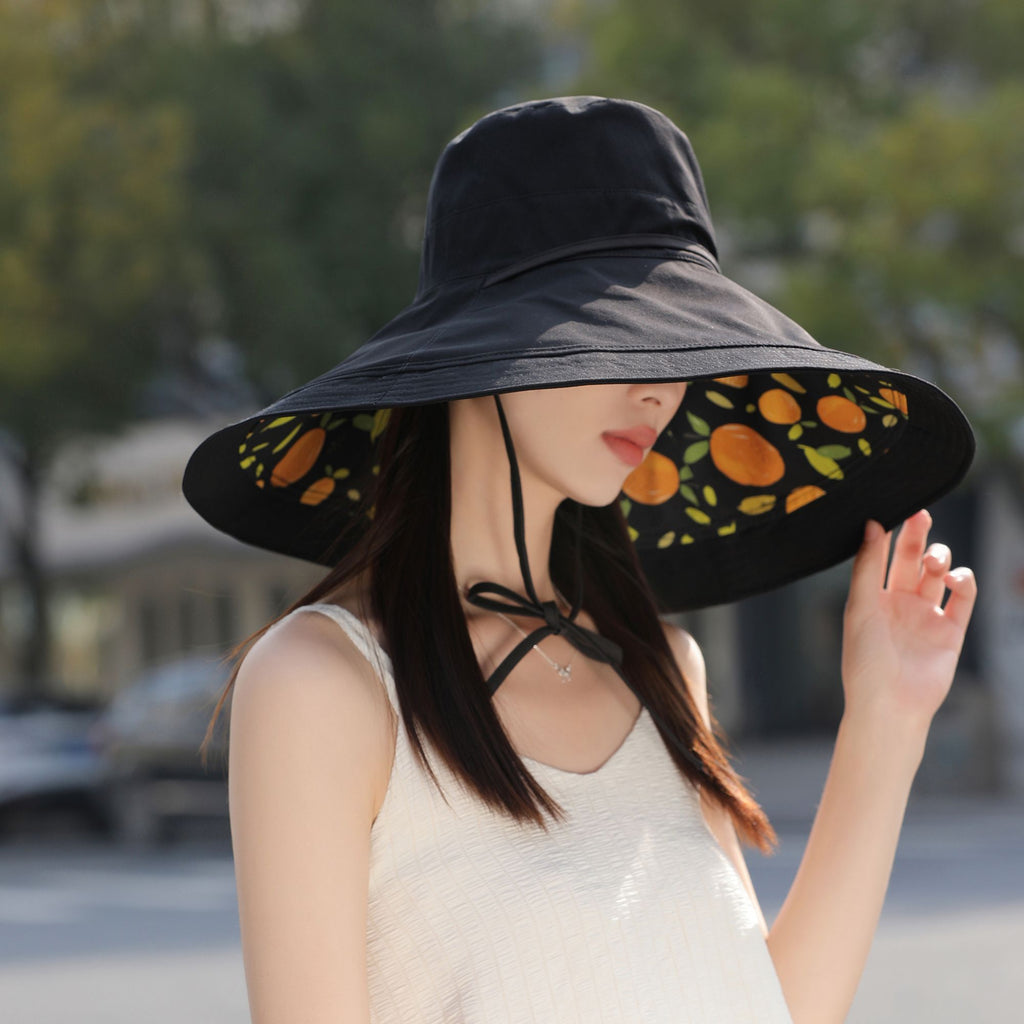 Anna-Kaci Women's Reversible Wide - Brim Sun Hat with Fruit Pattern Lining