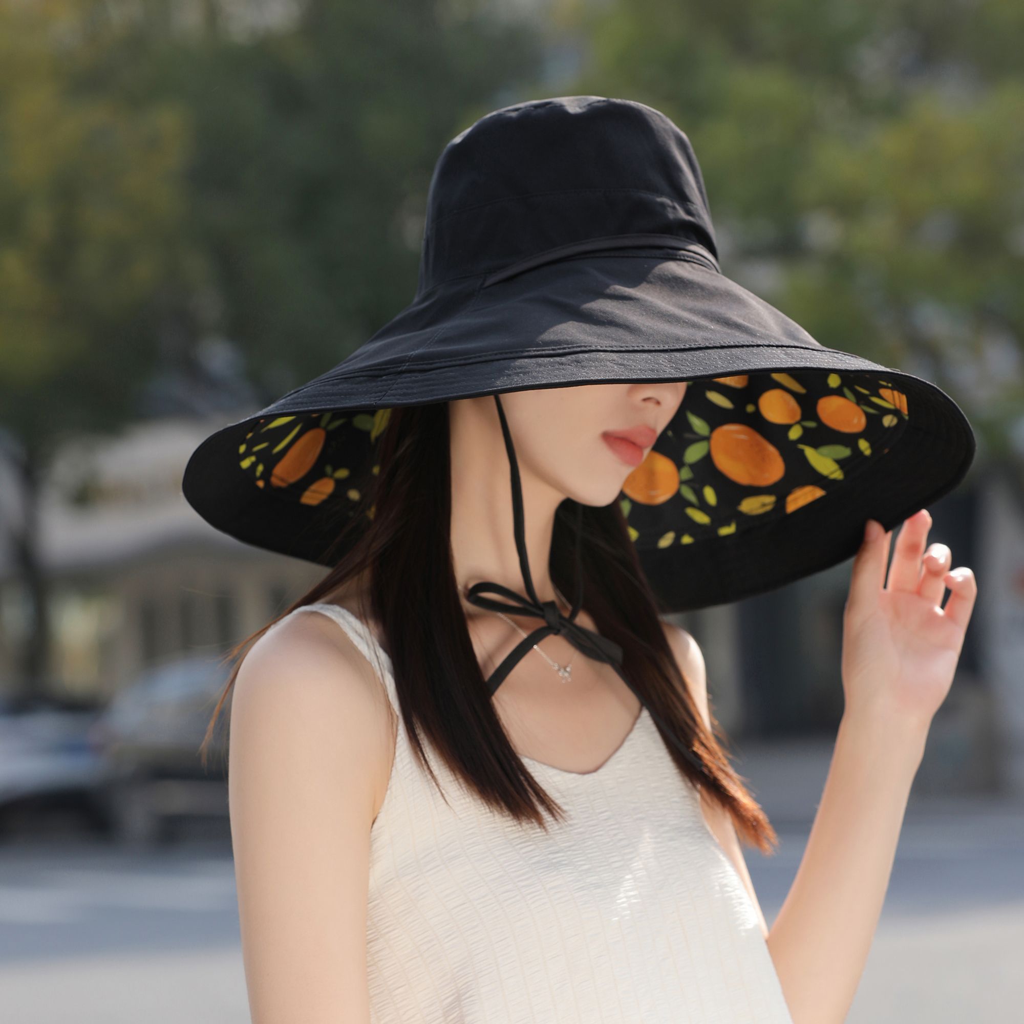 Anna-Kaci Women's Reversible Wide - Brim Sun Hat with Fruit Pattern Lining