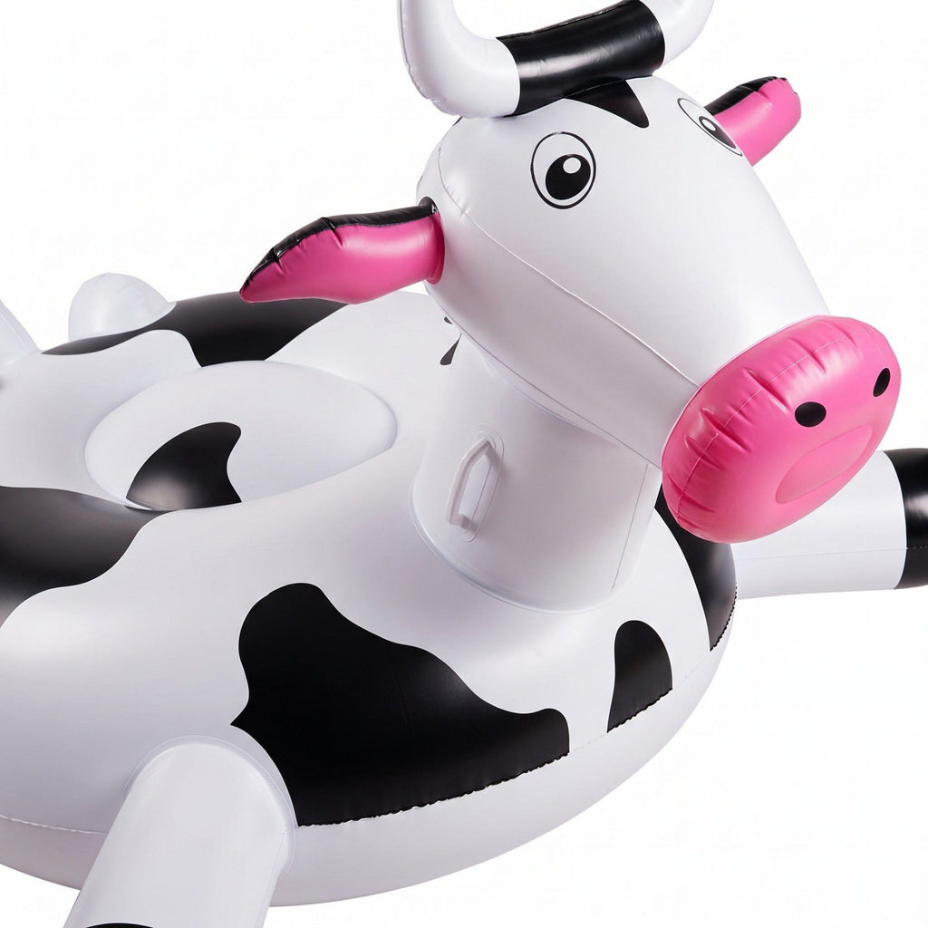 Inflatable Cow Pool Float Ring Novelty Animal Float Durable PVC Water Float for Pool Beach Lake 66x59.8x37.8in