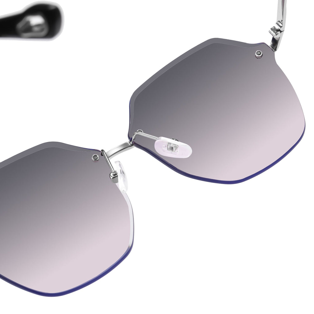 Anna-Kaci Women's Stylish Hexagonal Rimless Gradient Sunglasses for Fashion Looks