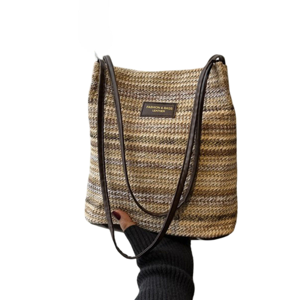 Woven Polyester Tote Bag with Magnetic Closure and Long Shoulder Straps