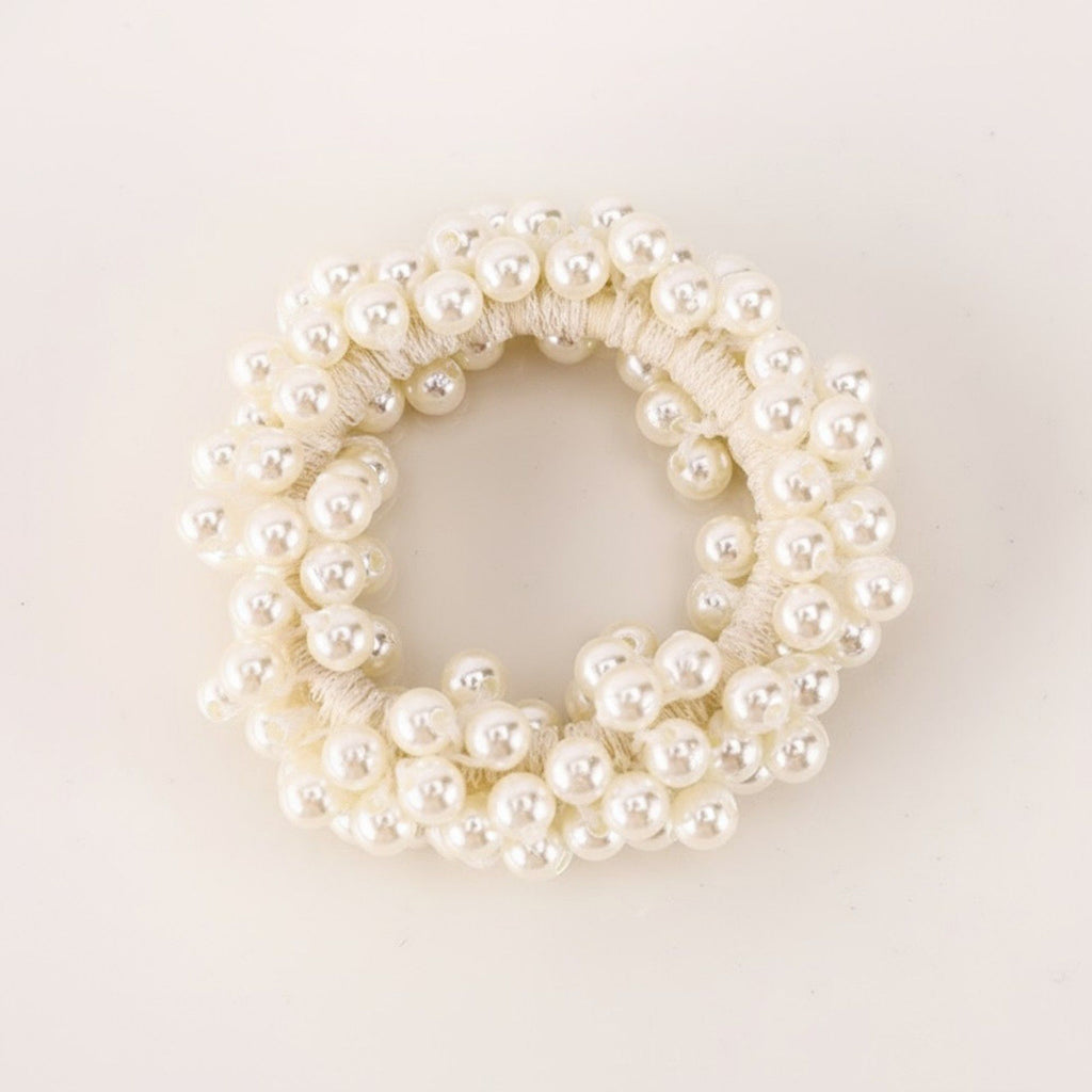 Anna-Kaci 3pcs Elastic Hair Tie with Faux Pearl Bead Detailing and Stretchable Design