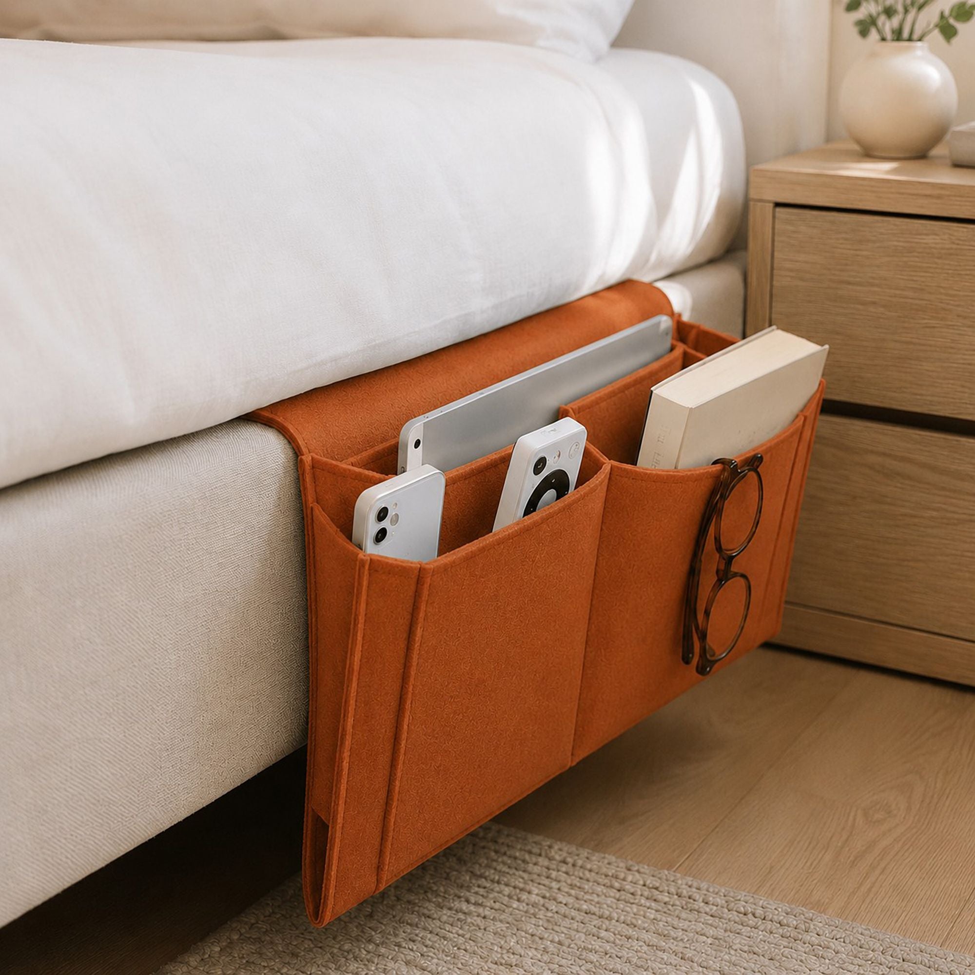 Sofa Armrest Organizer with Multiple Pockets Couch Remote Control Storage Caddy
