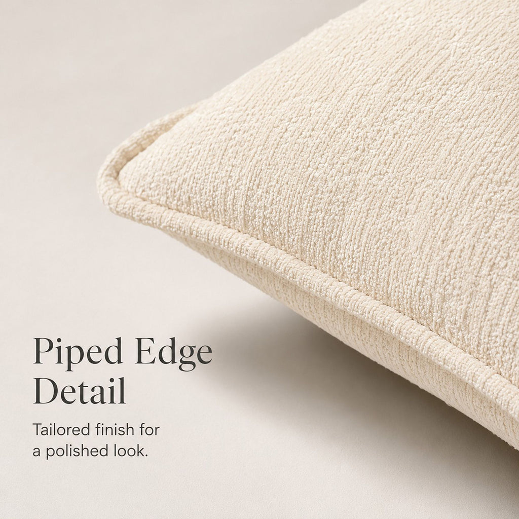 Textured Decorative Throw Pillow Cover Piped Edge Accent Cushion for Sofa Bed Chair