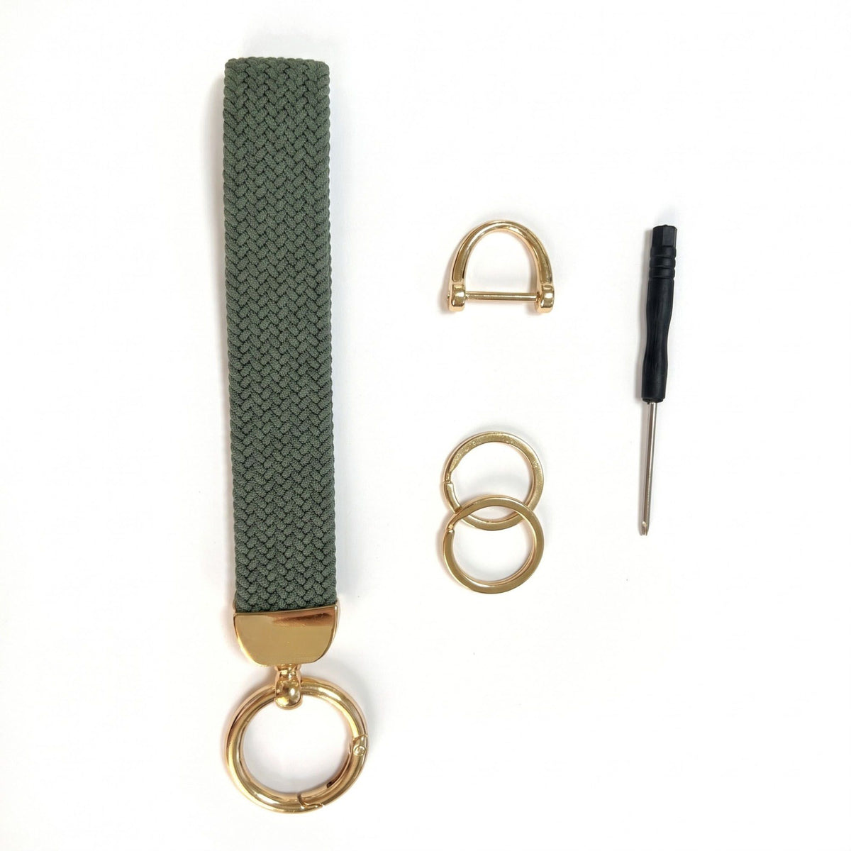 Woven Wristlet Keychain Strap with Hardware Kit
