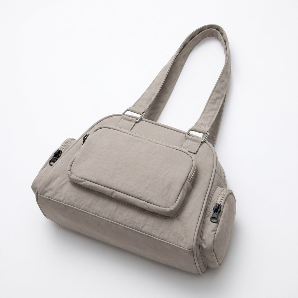 Multi-Pocket Shoulder Bag with Top Zipper and Front and Side Compartments 10x6.5x3.5in