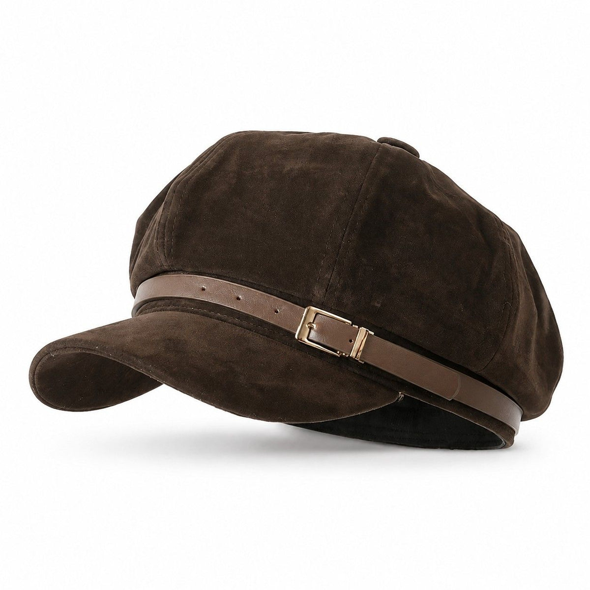 Gorra Newsboy de Gamuza Sintética, Gorra Vintage Estilo Baker Boy con Correa de Hebilla