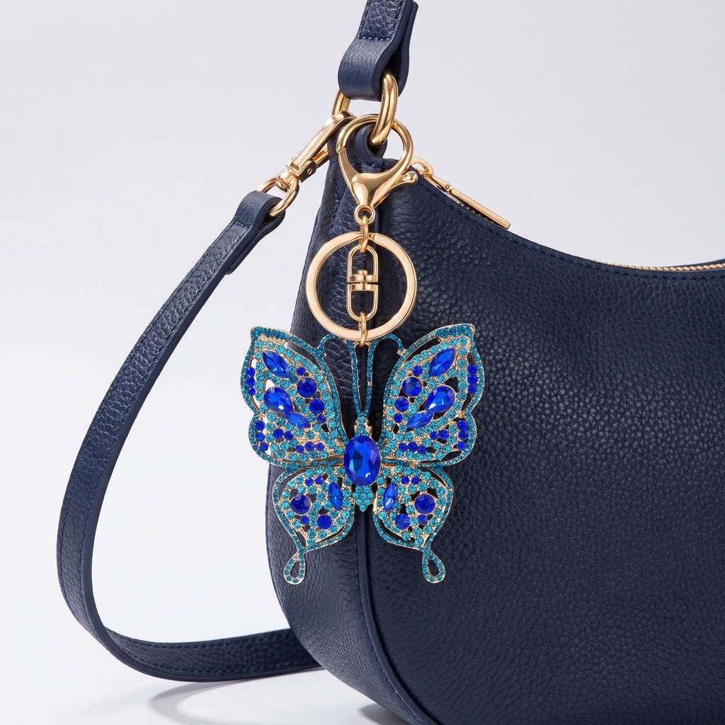 2pc Butterfly Rhinestone Keychain Bag Charm with Lobster Clasp Cute