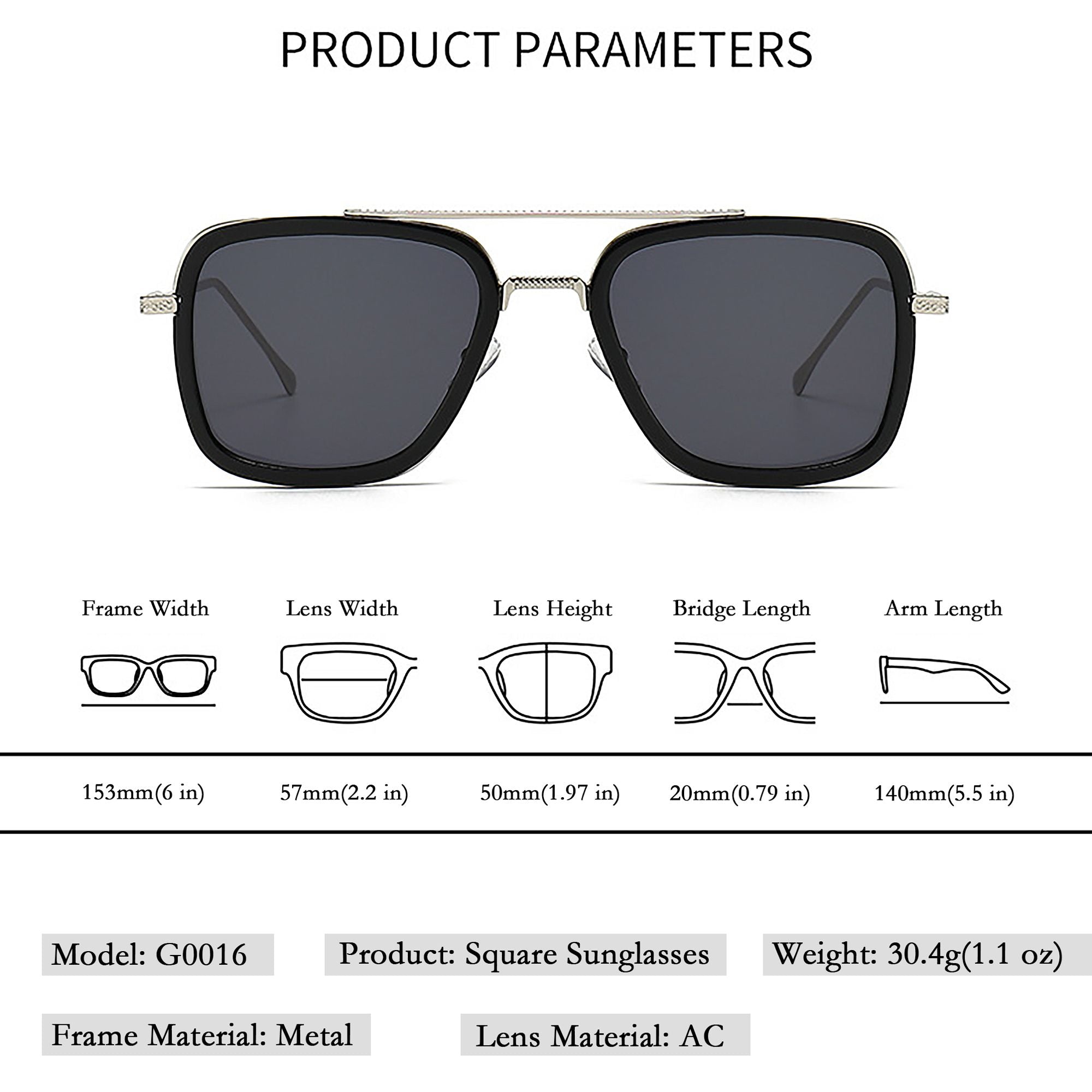 Anna-Kaci Women's Chic Square Frame Polarized Sunglasses UV400 Protection