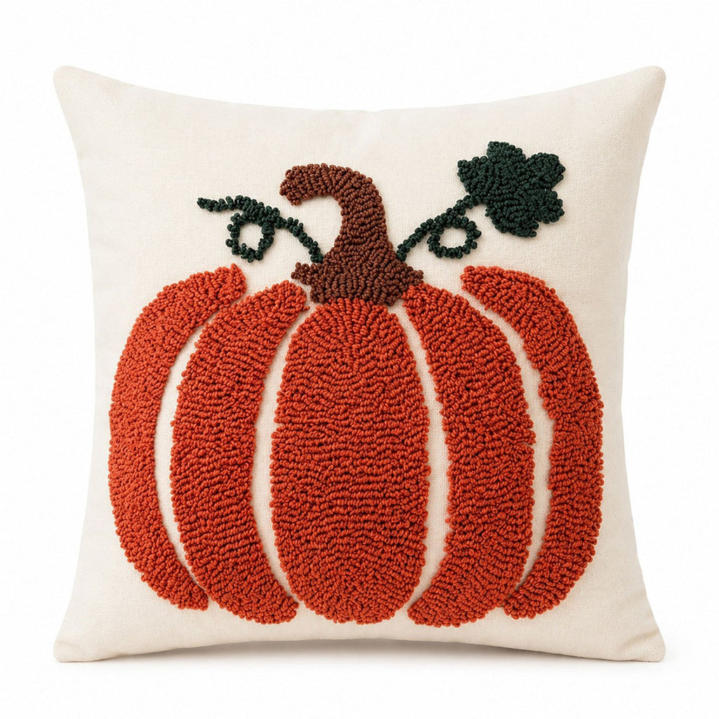 Tufted Pumpkin Throw Pillow Cover for Fall and Thanksgiving Decor