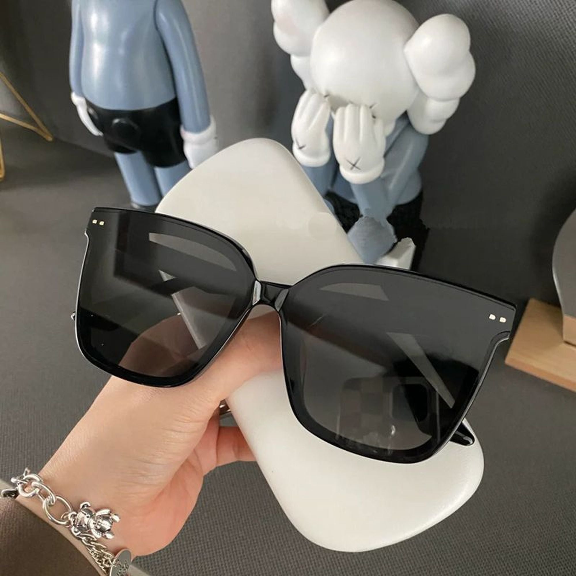 Anna-Kaci Women's Trendy Square Two - Tone Sunglasses