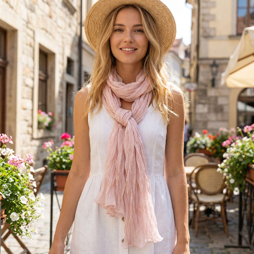 Lightweight Pleated Fashion Scarf Elegant Solid Color Long Wrap Shawl 70.5¡Á31.5 Inches