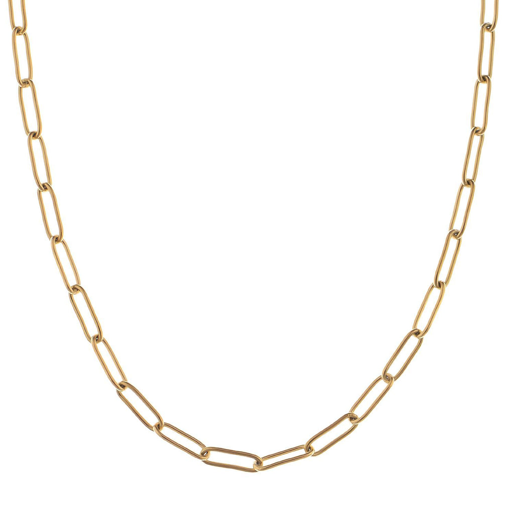 Women's Stainless Steel Chain Fashion Necklace with 18K Gold Plating, Adjustable Length, Simple and Modern Paperclip Chain Design