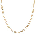 Women's Stainless Steel Chain Fashion Necklace with 18K Gold Plating, Adjustable Length, Simple and Modern Paperclip Chain Design