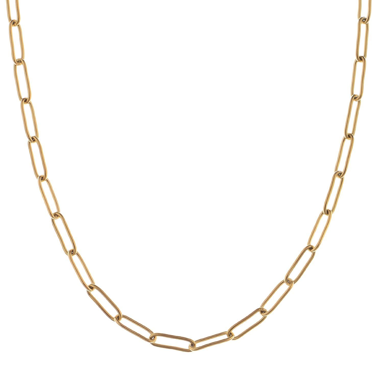 Women's Stainless Steel Chain Fashion Necklace with 18K Gold Plating, Adjustable Length, Simple and Modern Paperclip Chain Design