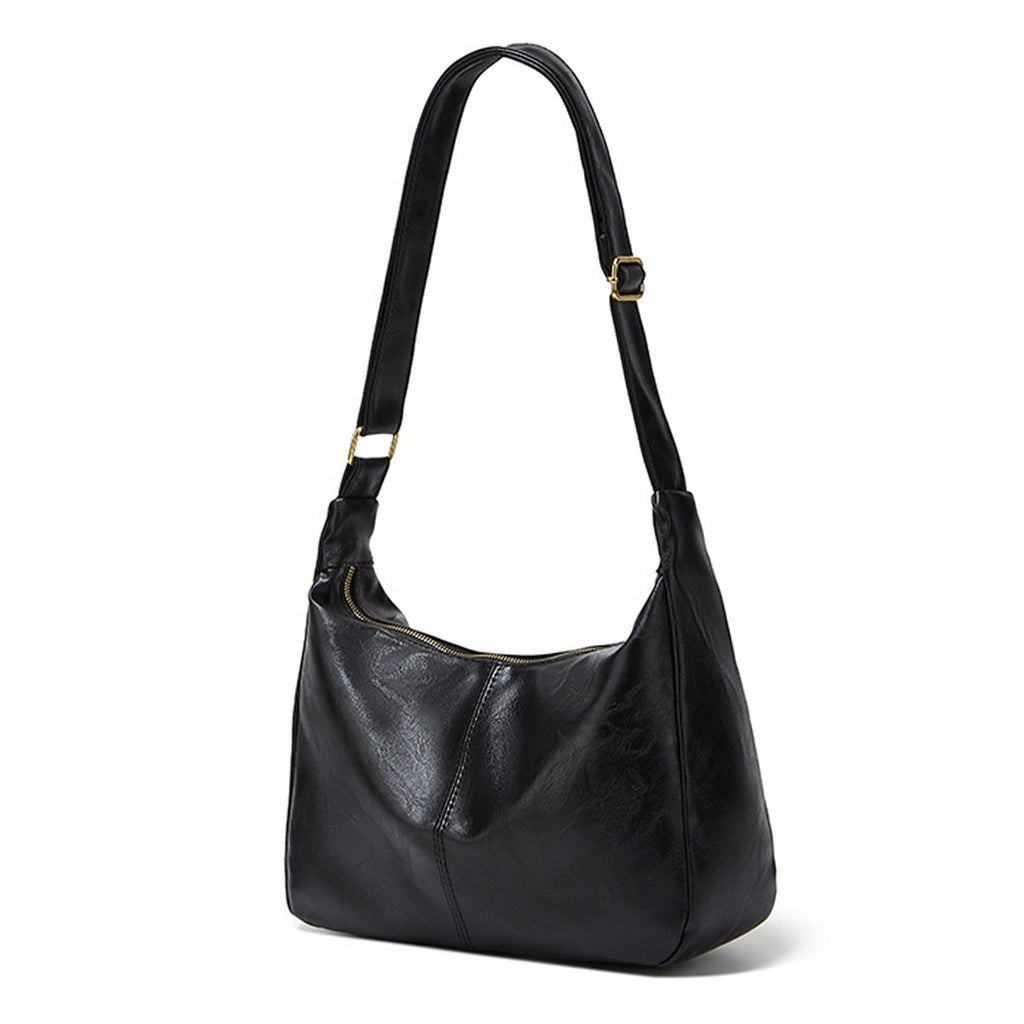 Faux Leather Hobo Shoulder Bag with Adjustable Strap and Zip Pocket