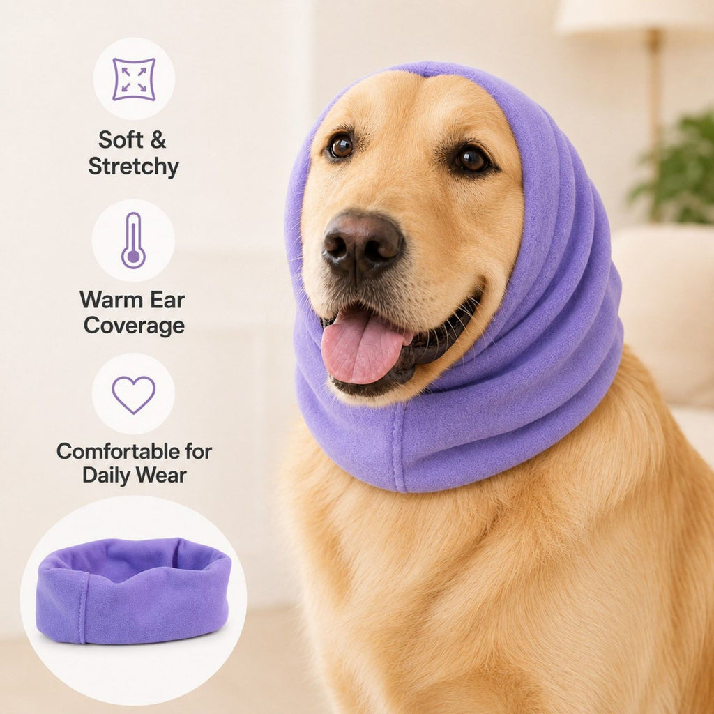 Pet Cat and Dog Ear Cover Soft Stretchy Snood for Grooming, Noise Reduction and Cold Weather