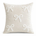 1 Piece Decorative Bow Throw Pillow Cover Soft Velvet Christmas Accent 18 x 18 Inch