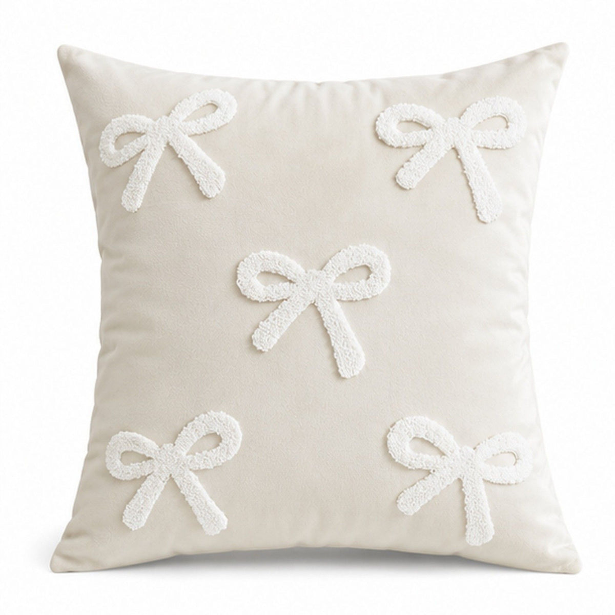 1 Piece Decorative Bow Throw Pillow Cover Soft Velvet Christmas Accent 18 x 18 Inch