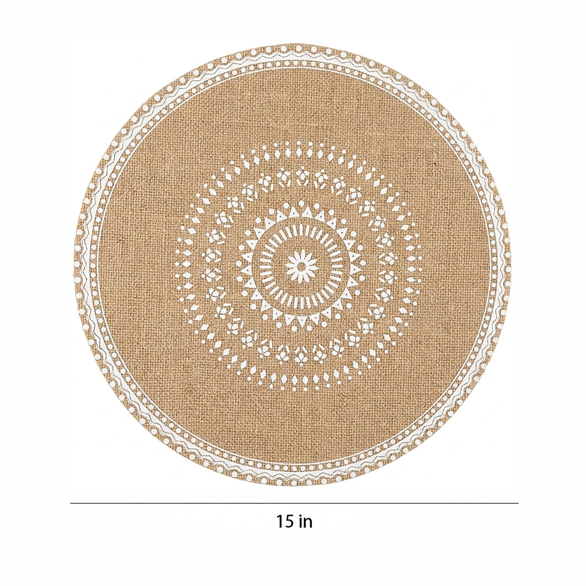 4 Piece Boho Round Placemat Set Woven Look Heat Resistant Table Mats for Dining Table