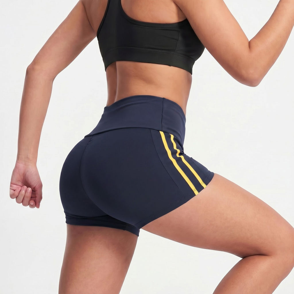 High Waisted Side Stripe Yoga Shorts Butt Lifting Workout Shorts