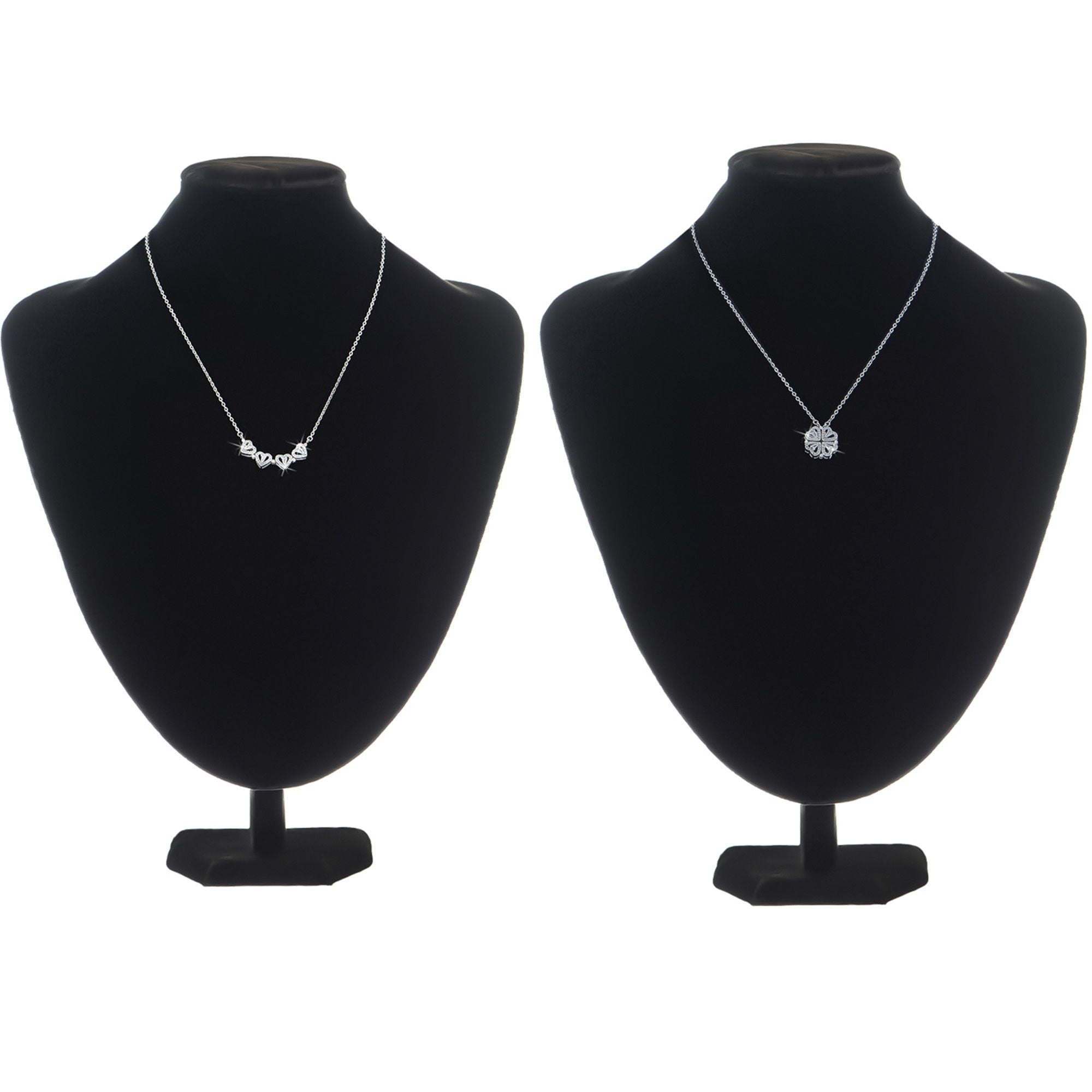Crystal Heart Four-Leaf Clover Necklace with Matching Heart Chain Design