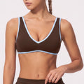 V Neck Sports Bra Contrast Trim Workout Top