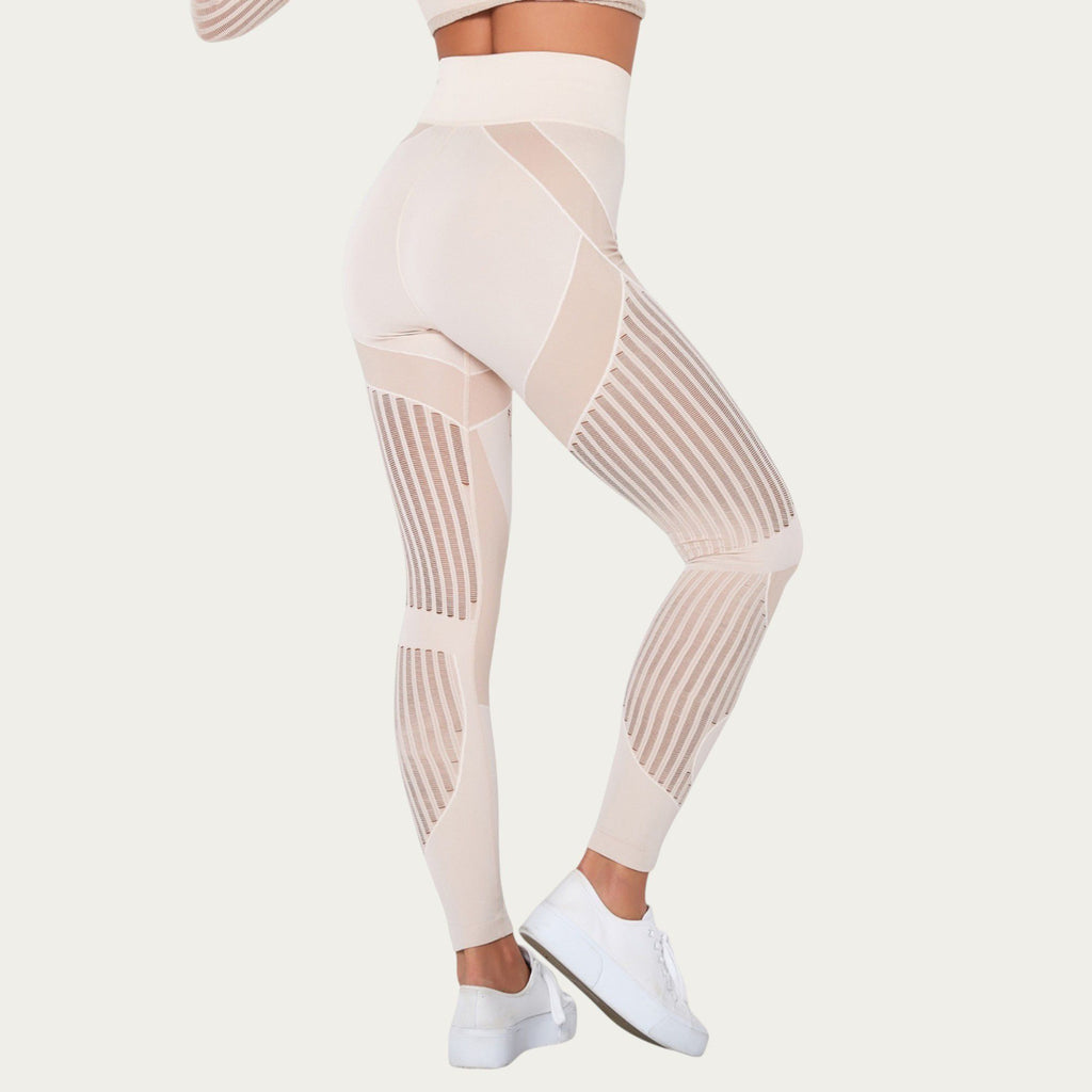 Anna-Kaci Active Women's Seamless Patterned Leggings with Ribbed Details and Contouring Panels
