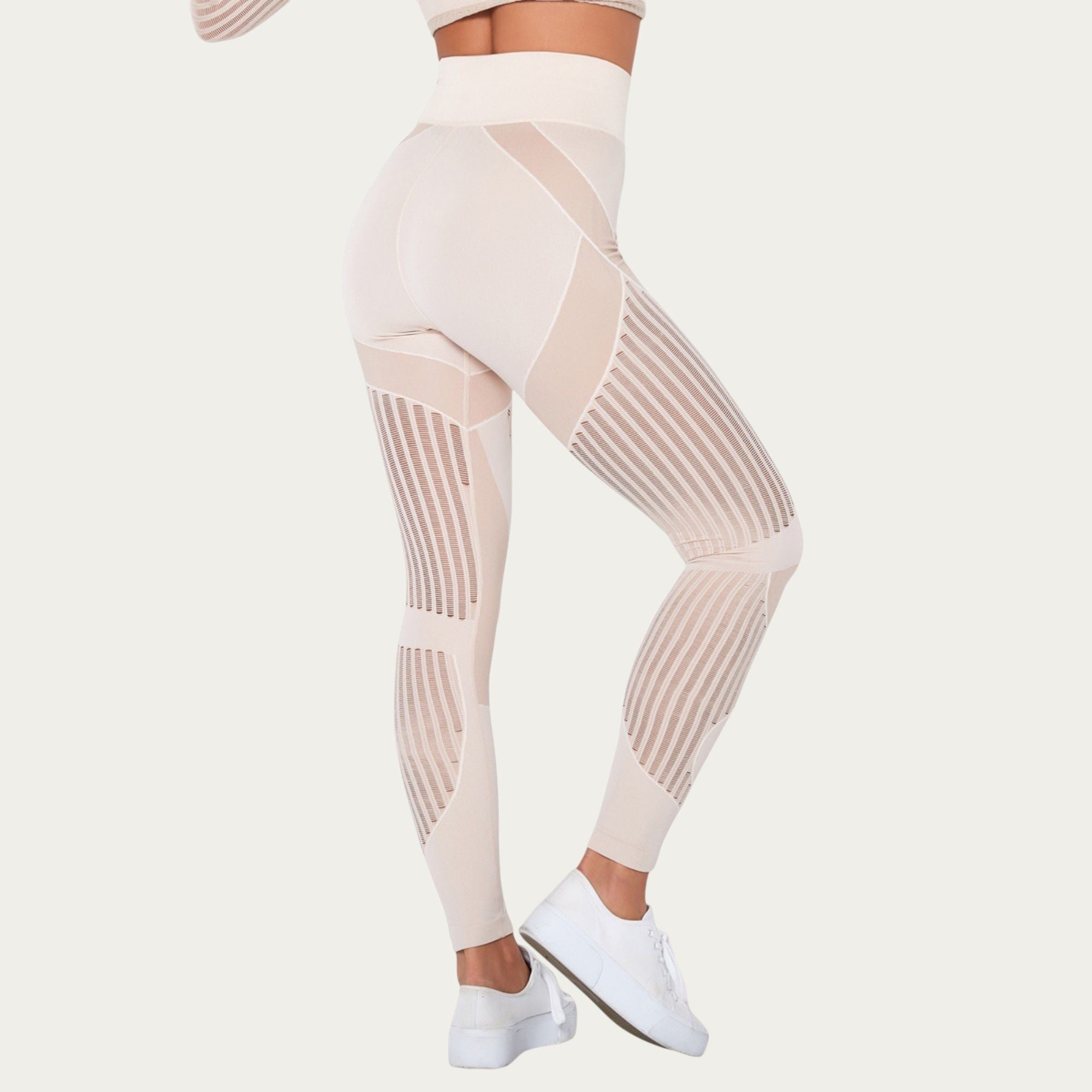 Anna-Kaci Active Women's Seamless Patterned Leggings with Ribbed Details and Contouring Panels