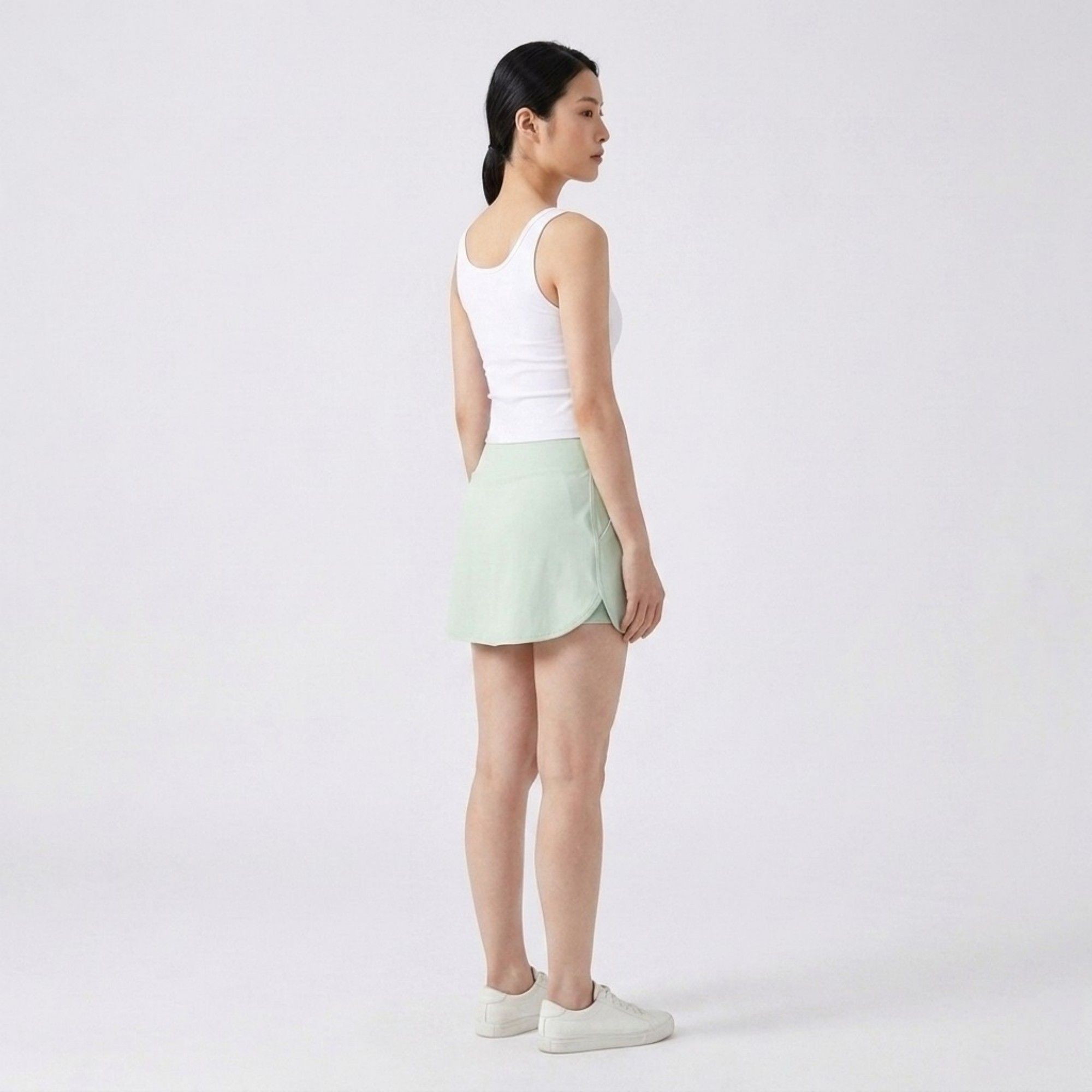 Anna-Kaci Active Women's High Waist Athletic Skort with Wide Waistband Curved Hem Smooth Stretch Knit and Built In Shorts