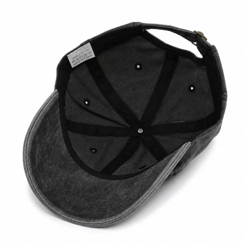 Washed Cotton Baseball Cap Cherry Bow Embroidered Adjustable Dad Hat