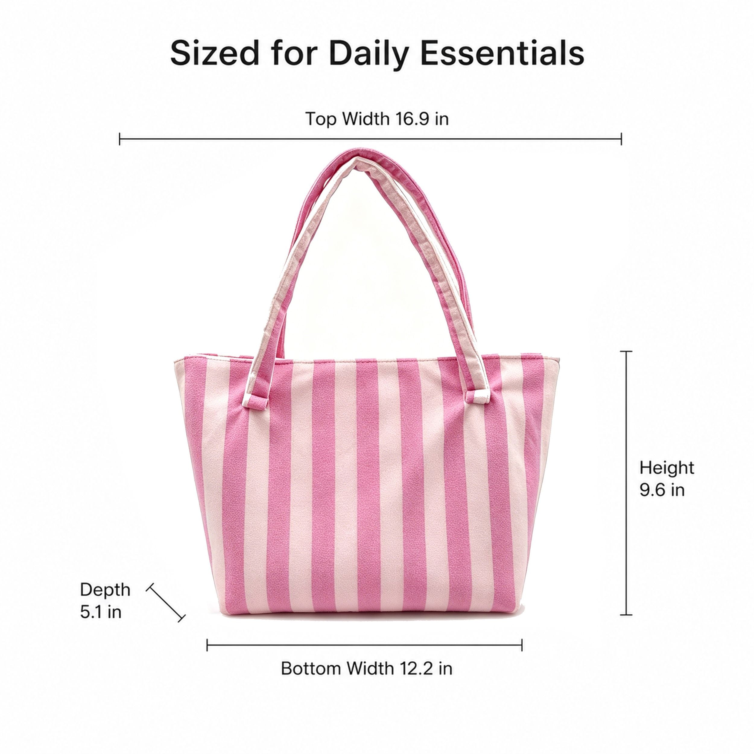 Striped Terry Cloth Tote Bag Roomy Beach and Travel Shoulder Carryall