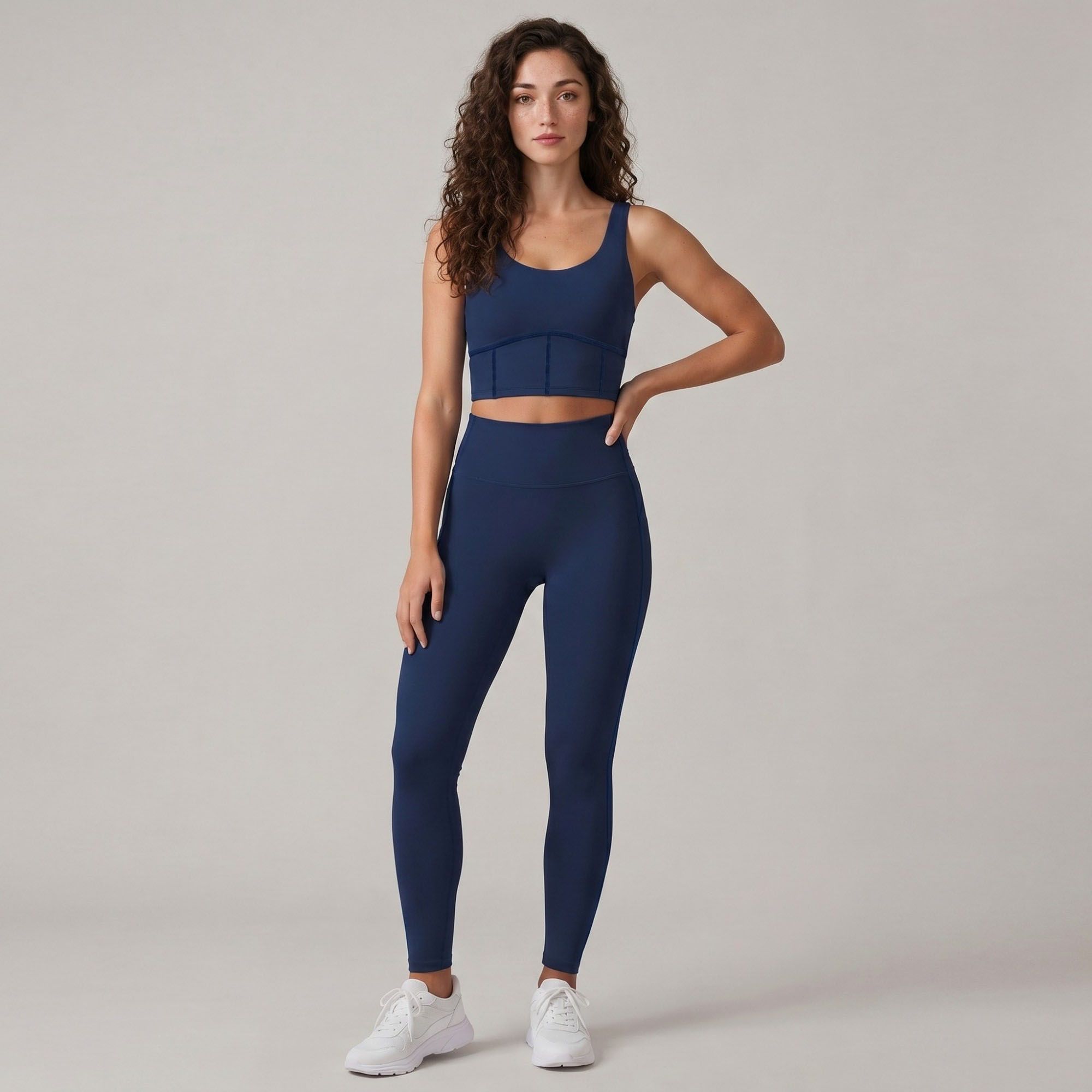 Padded Sleeveless Longline Sports Bra Tank Top Scoop Neck Workout Yoga Crop Top
