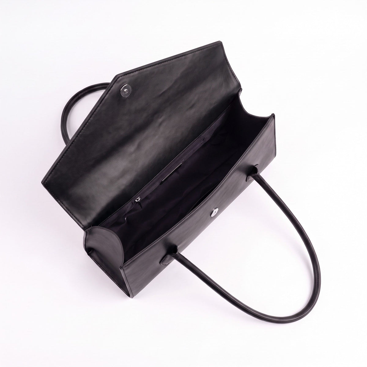 Structured East West Shoulder Bag with Flap Closure and Long Handles