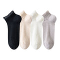 Women's 4-Pair Pack Breathable Lace Trim Ankle Socks with Open Knit Mesh Texture and Cotton Comfort