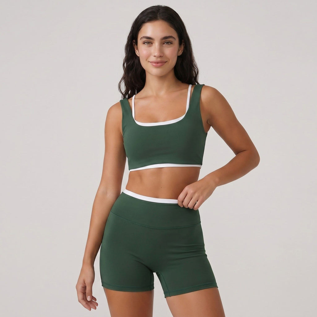 High Waist Biker Shorts with Wide Waistband Mid Thigh Length Smooth Stretch Fit and Pull On Activewear Design