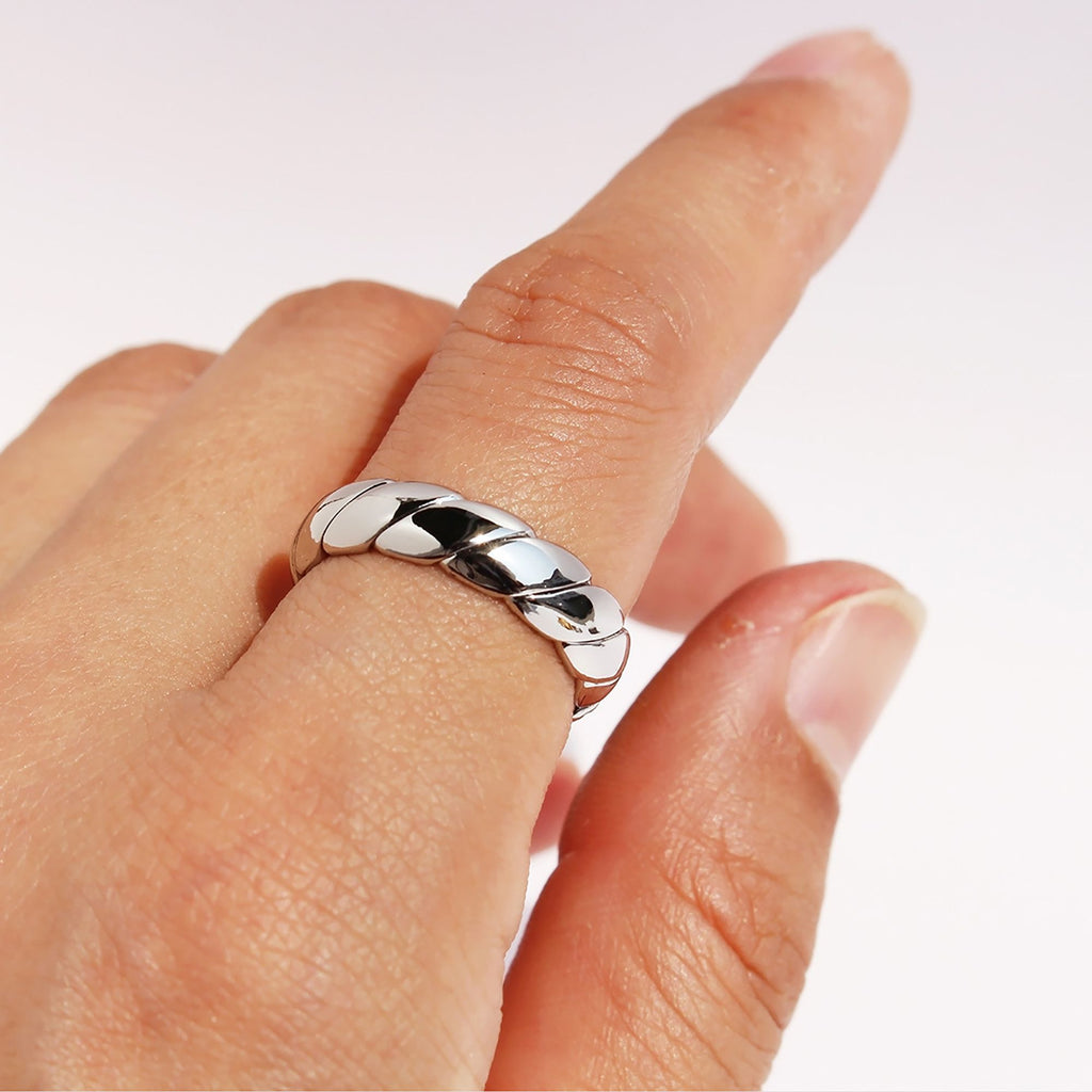 Women's Twisted Open Cuff Ring - Adjustable Statement Ring for Daily & Stylish Wear