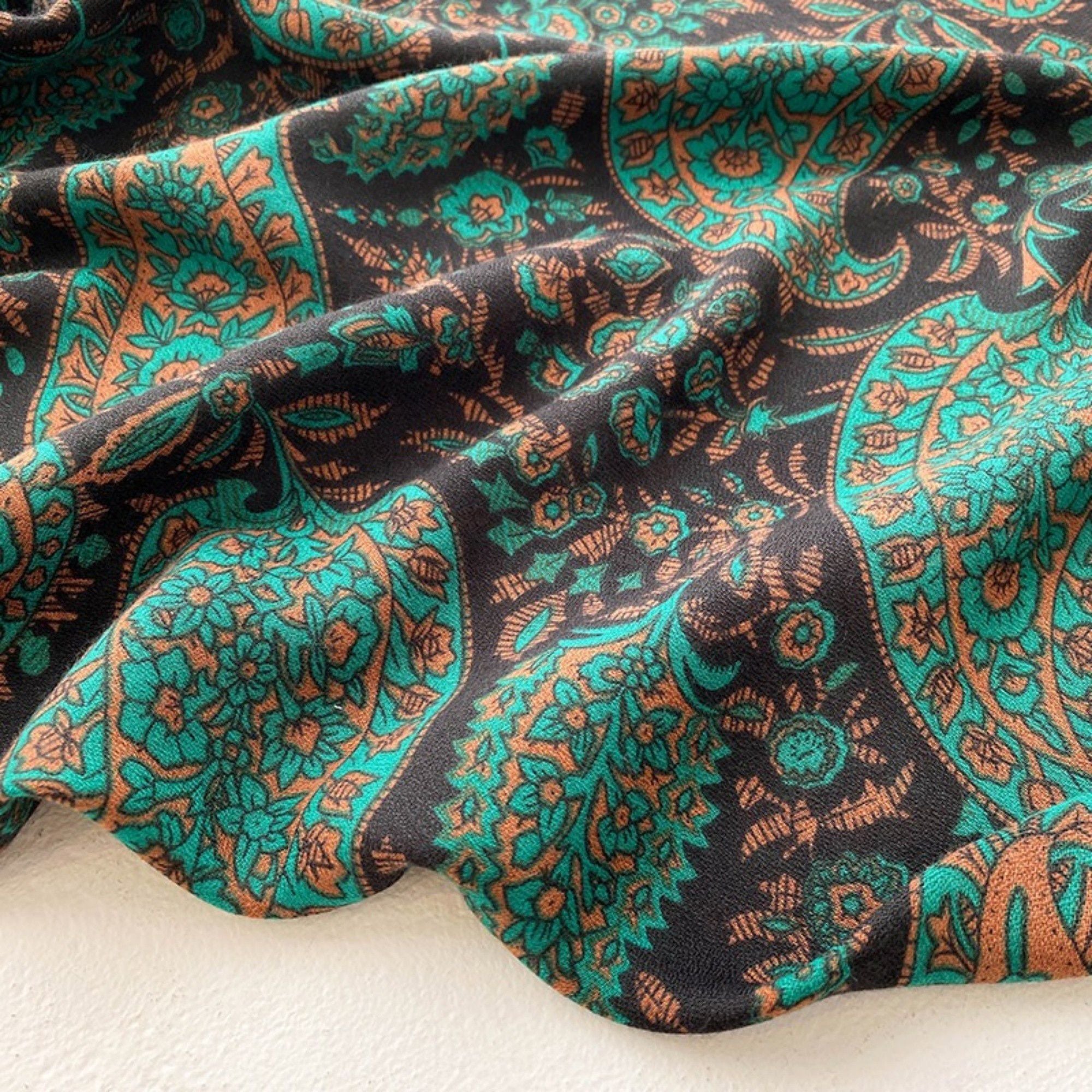 Anna-Kaci Women's Paisley Print Square Scarf with Soft Lightweight Drape, Decorative Border Detailing, and Elegant Flowing Fabric 51x51in