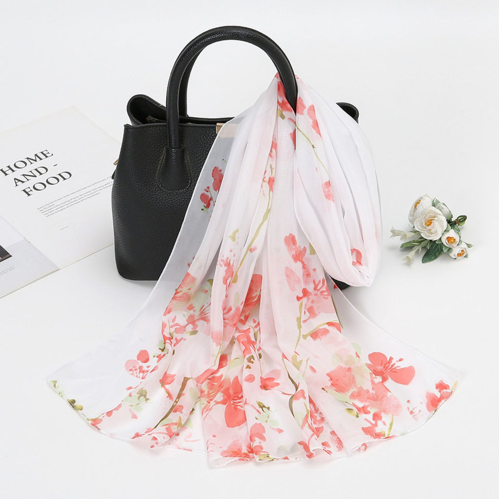 Floral Print Lightweight Chiffon Scarf Soft Sheer Fashion Shawl Wrap 59¡Á19.5 Inches