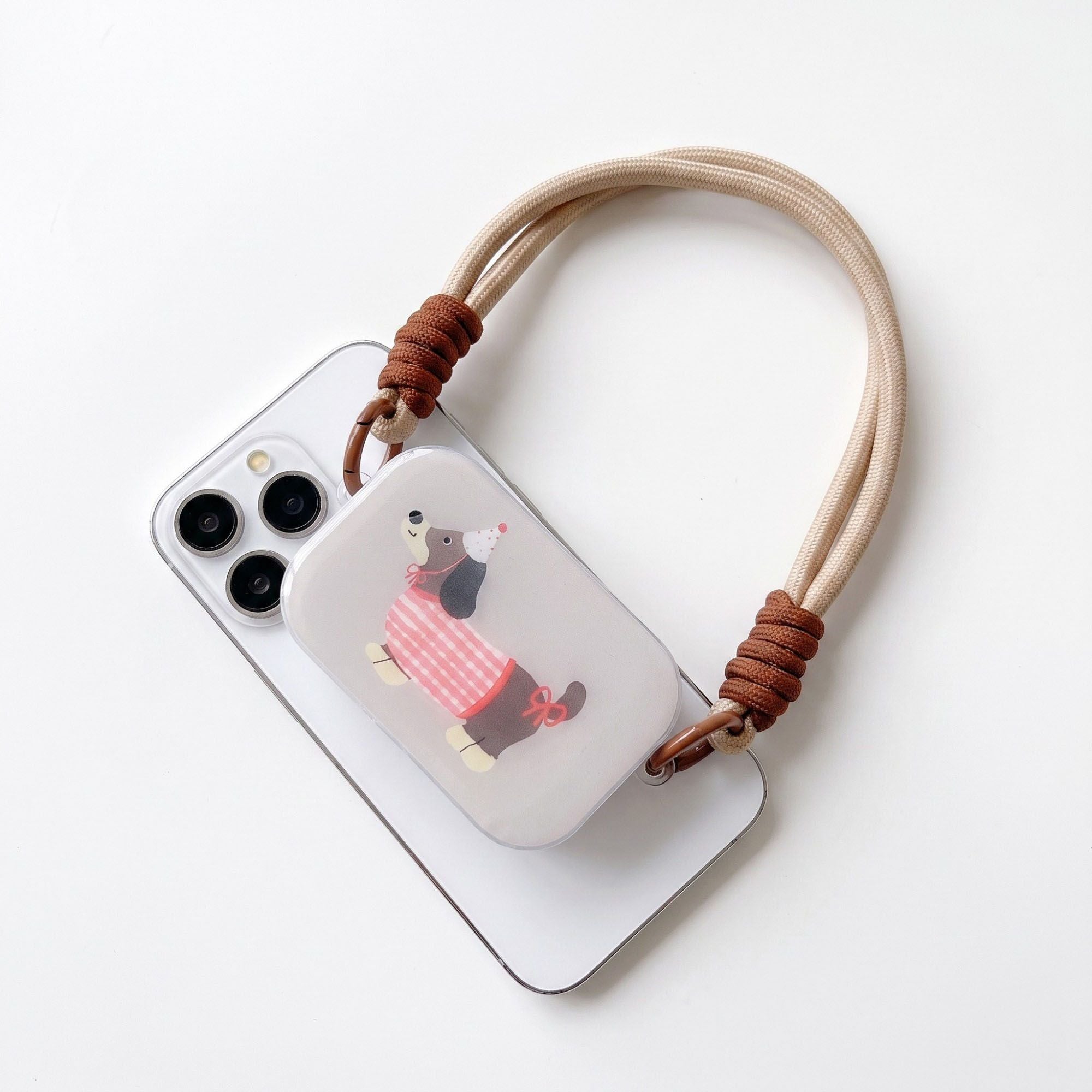 Dachshund Graphic Clear Phone Case Design with Cord Strap Compatible with all iPhone 14 and later models